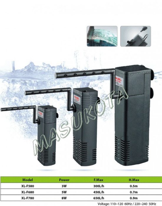 Filtro interno 650l/h con oxigenador. XILONG XL-F780