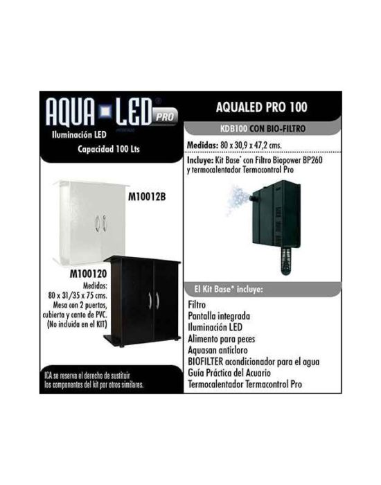 Aqualed Pro 100 litros. Blanco o Negro. Filtro BIOPOWER 260