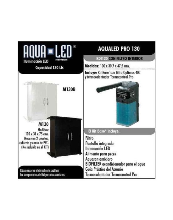 Aqualed Pro 130 litros. Blanco o Negro. Filtro OPTIMUS OP600